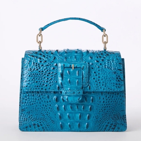 NWT Brahmin Small Hallie Sachels Vibrant Azure Melborne Genuine Leather Mob Wife - Picture 14 of 14